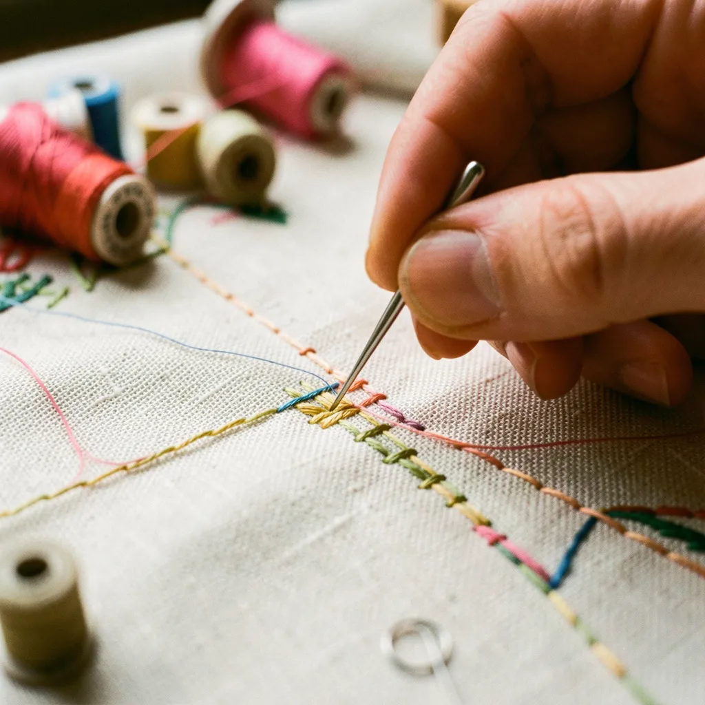 Handgemaakt borduurwerk techniek detail